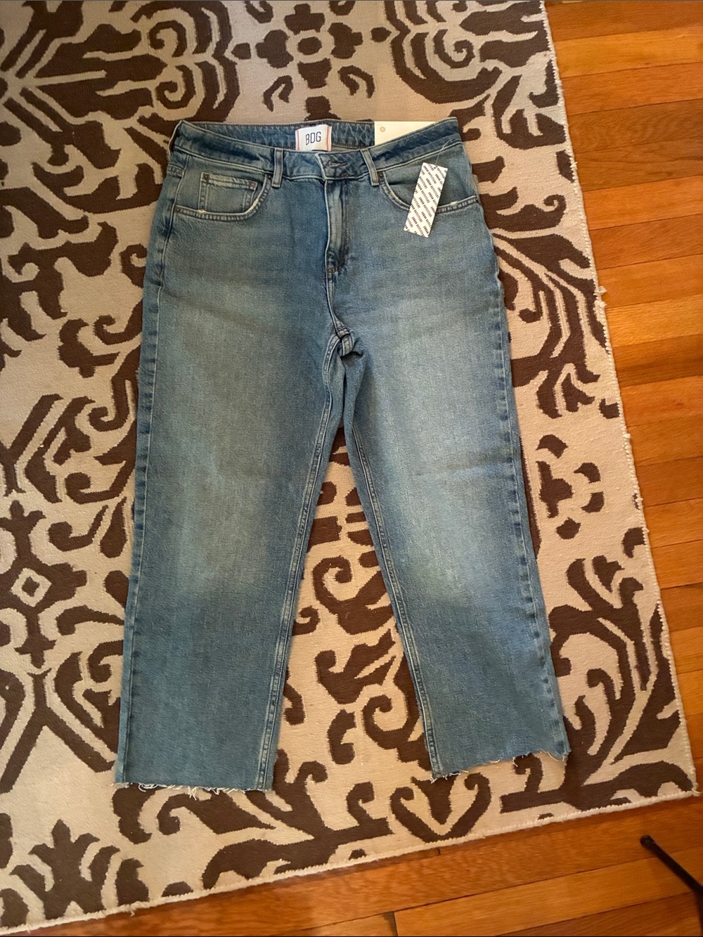 BDG High-Rise Straight Crop Jeans in Light Blue Wash